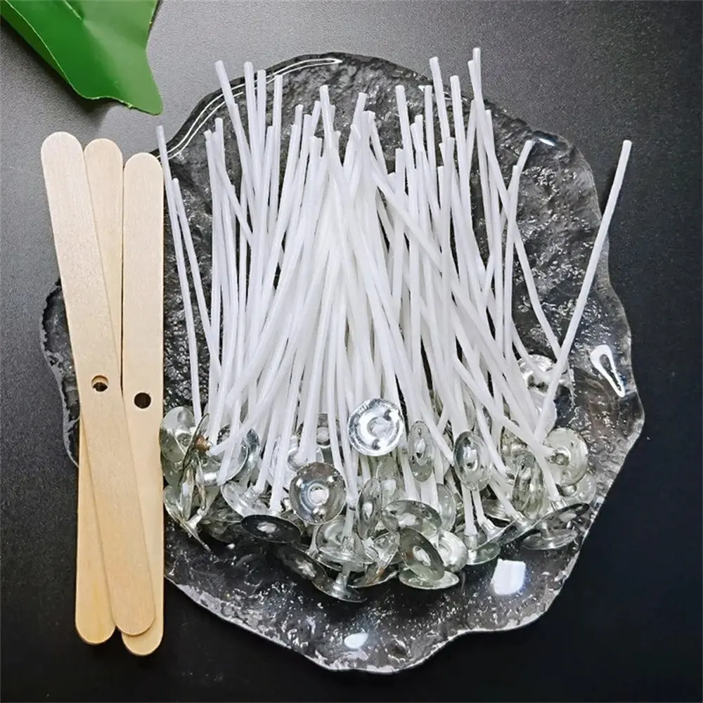 Candle Wick Set, 53pcs/set Candle Wick Holder & Waxed Cotton Candle Wicks with Stand, Smokeless Candle Wicks, Soy Oil Wax Core Woven Making