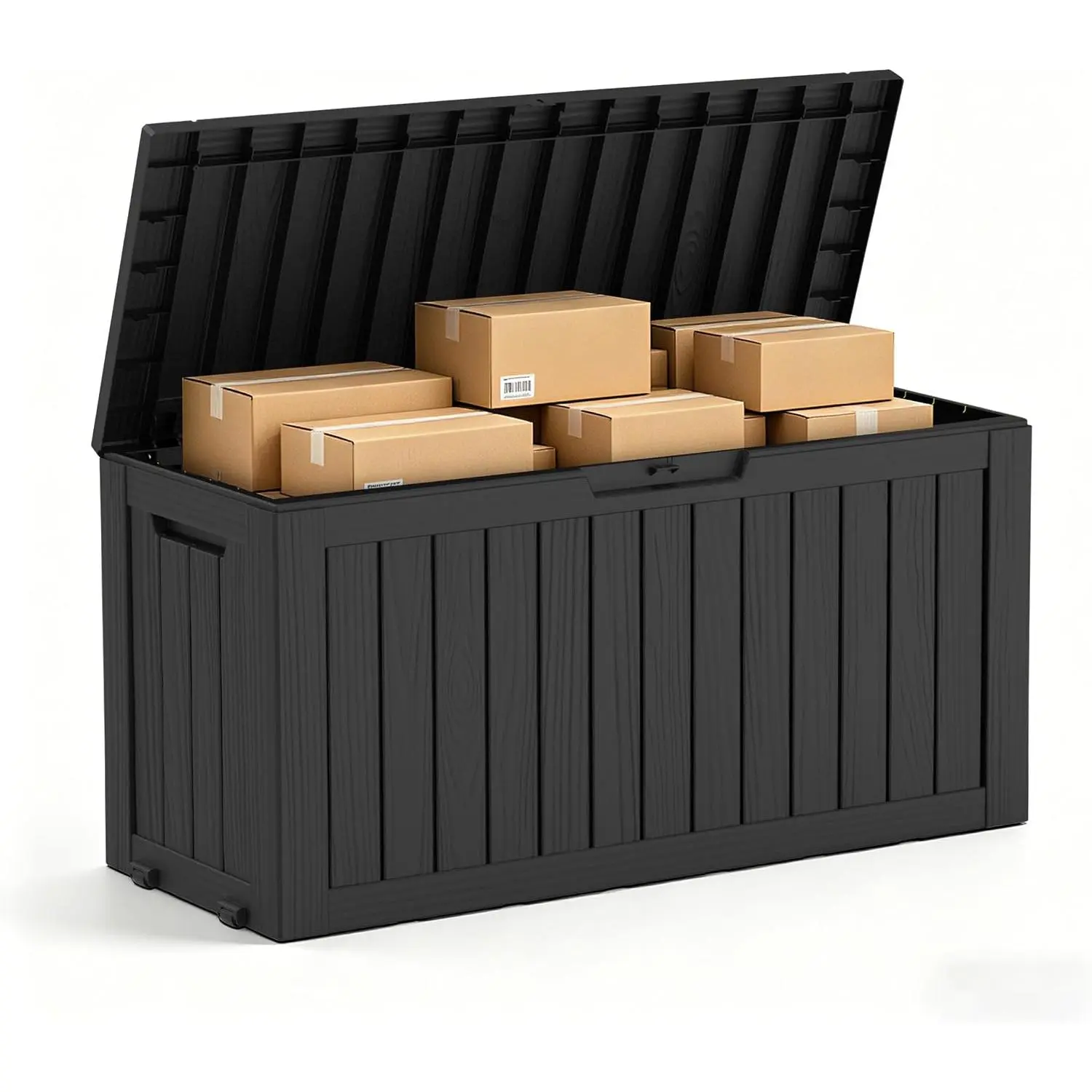 85 Gallon Secure Waterproof Resin UV Resistant Lockable Package Delivery Box for Outdoor Porch Patio - Mail Parcel Drop Mailbox Storage Deck Box, Black