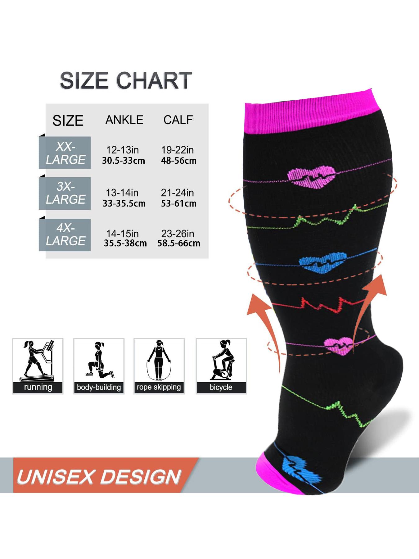 Unisex's Colorful Heart Print Compression Socks, Sports Socks for Circulation, Running, Nurses, Pregnant Women, Sports Socks for Men & Women, Athletic Running Socks