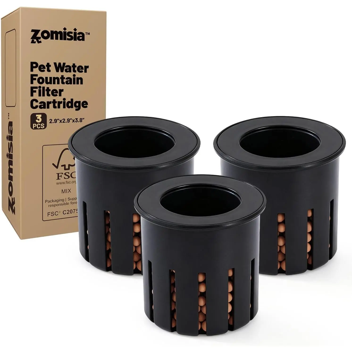 Water Bowl Dispenser Filters 3 Pack, Maifan Stone Filter  for  6L 8L 11L  Water Dispenser, Black