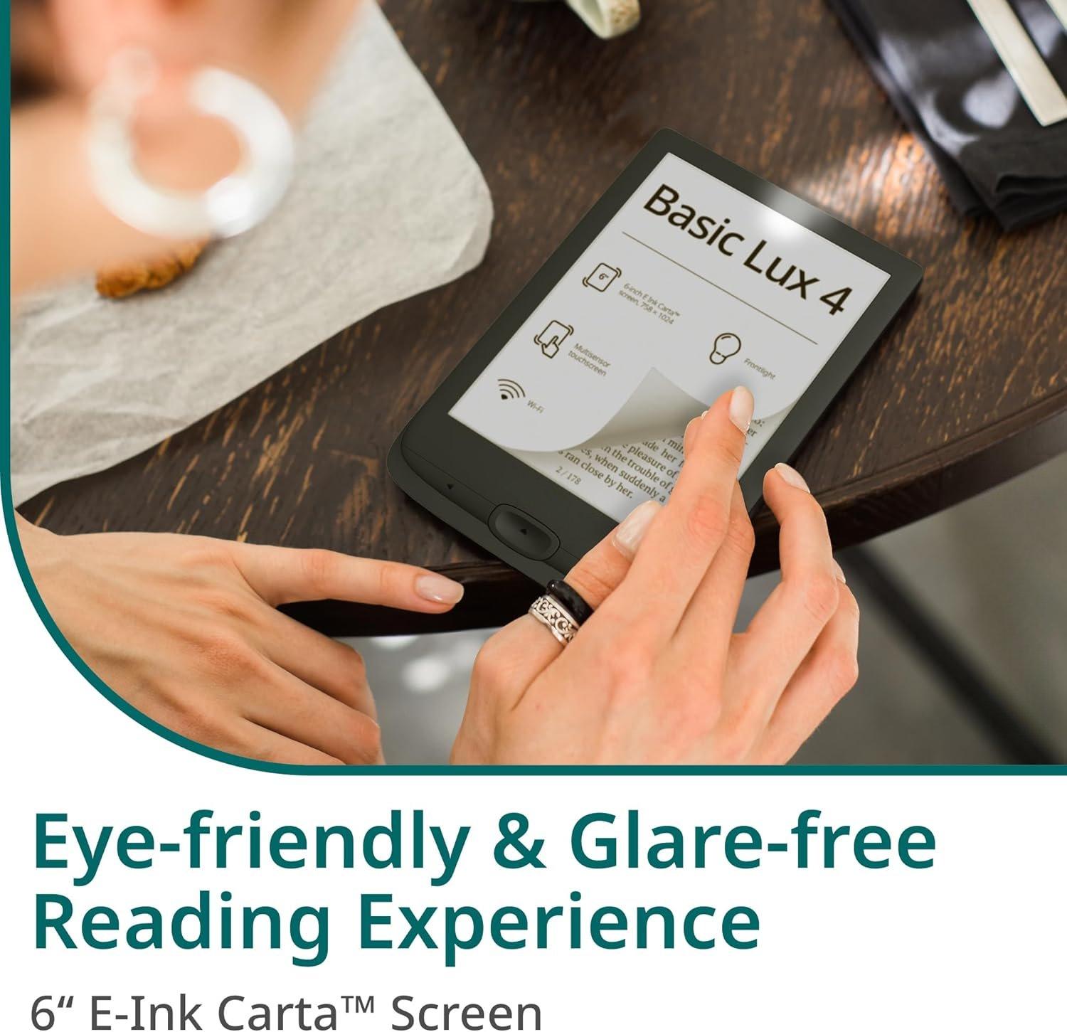 Basic Lux 4 E-Book Reader | 6 Glare-Free & Eye-Friendly E-Ink Technology | Compact & Lightweight E-Reader | Frontlight | Touchscreen |  | Dictionaries | -SD Slot