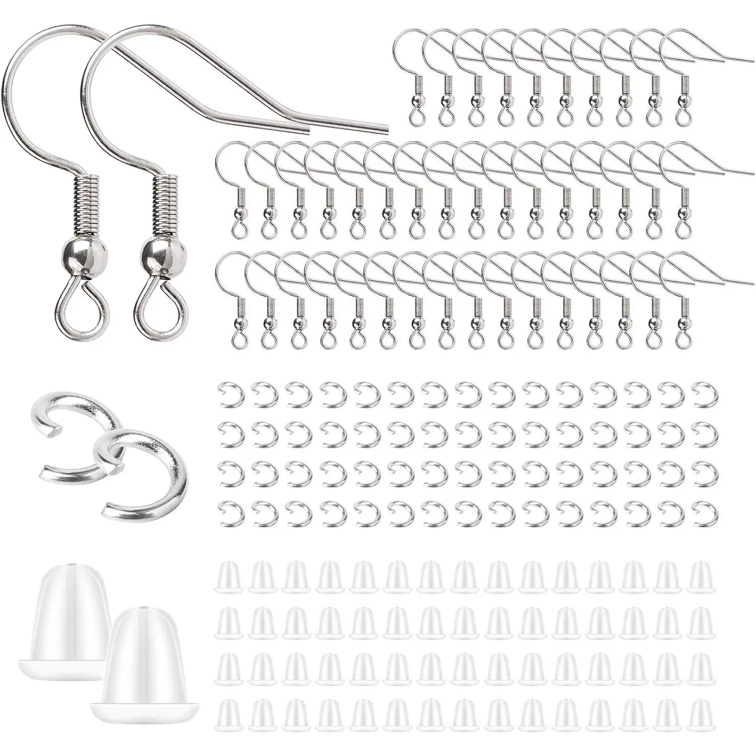 Stainless Steel Earring Hooks  Ear Wire, 600 count Earring Making Findings  Jewels DIY Supplies Kits, with  Earring Backs Stoppers & Open Jump Ring