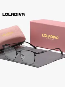 LolaDiva 1 Piece Unisex Elegant And Refined Full Frame Plaon Glasses Show Intellect Square Frame Plaon Glasses