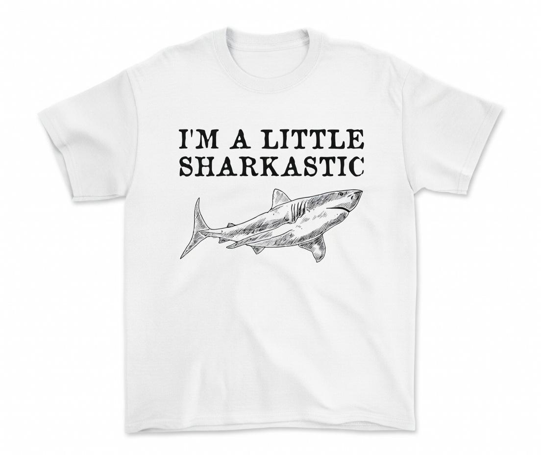 I'm A Little Sharkastic Shirt - Funny Shark Lover Unisex T-Shirt - Ultra-Soft Comfy Fabric Shark Graphic Tee for Women & Men - Top