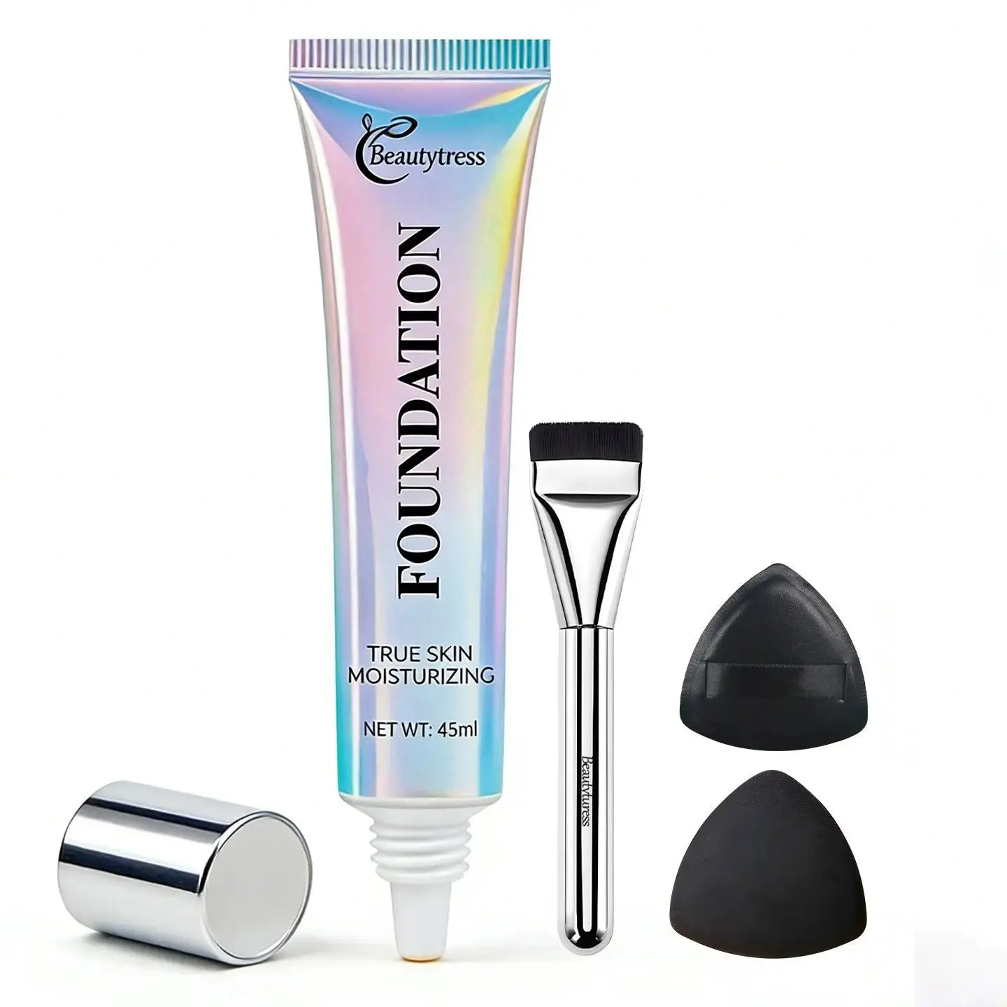 Beautyturess Concealing Liquid Foundation Set with Brush & Puff, 24H Longwear, Hydrating, Full Coverage, Shades for All Skin Tones Flawless Complexion
