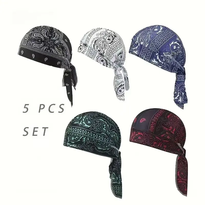 Men's Cooling Paisley Skull Cap Helmet Liner, Lightweight Elastic Sweatband Doo Rag, Athletic Headwear for Biking & Gym Use