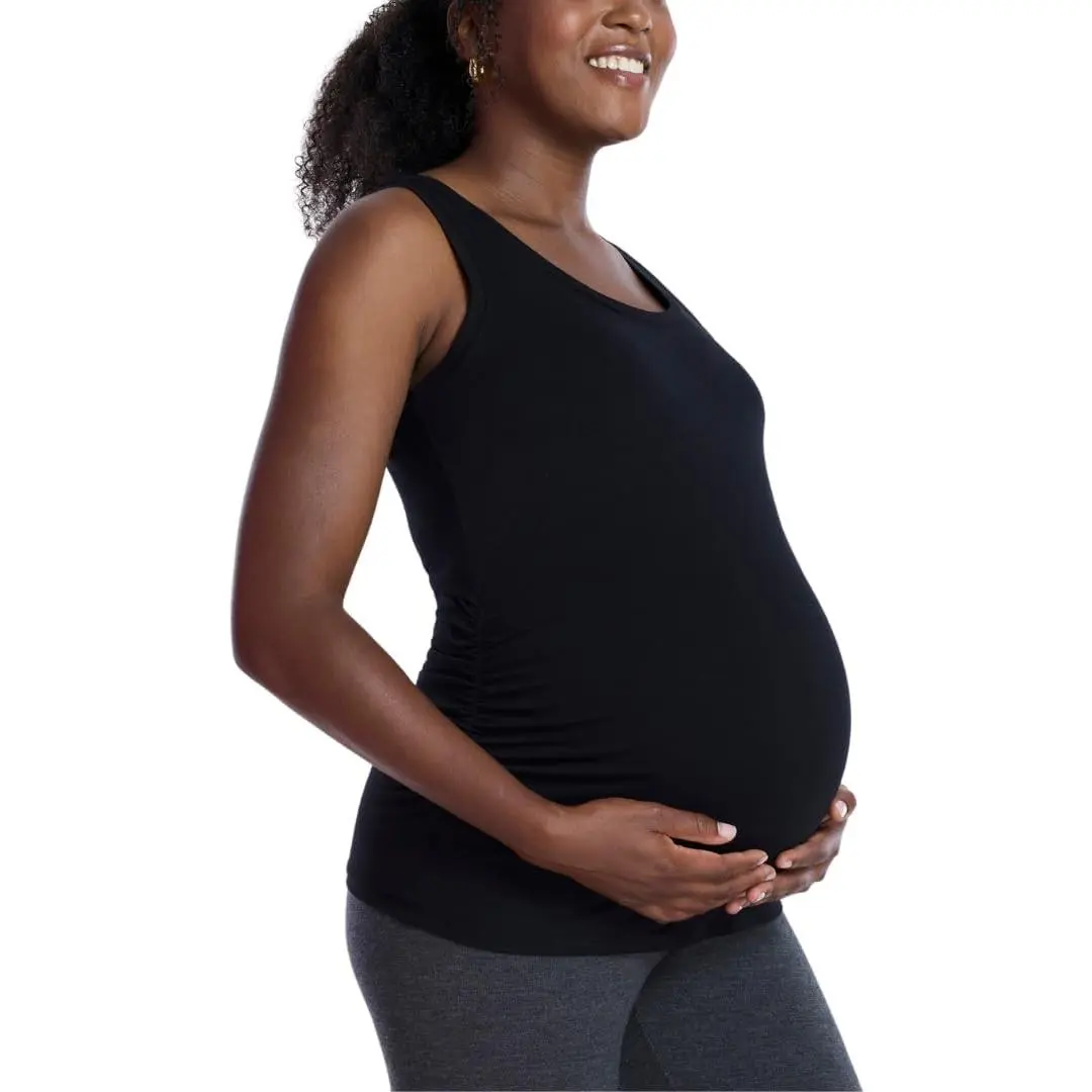 Motherhood Maternity Women's Side Ruched Scoop Neck Pregnancy Tank Top