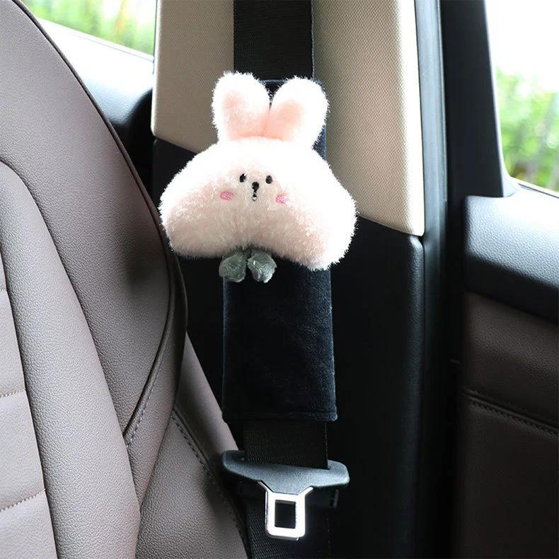 Woman Girl Neck Cushion Rabbit Car Accessories Seat Belt Shoulder Pad Animal Cervical Pillow Universal Headrest Cute Neck Pillow