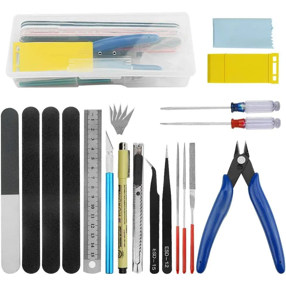 Professional 20 count Model Tools Craft Set - Hobby Building Tools Kit for Gundam  Model Building Repairing and Fixing