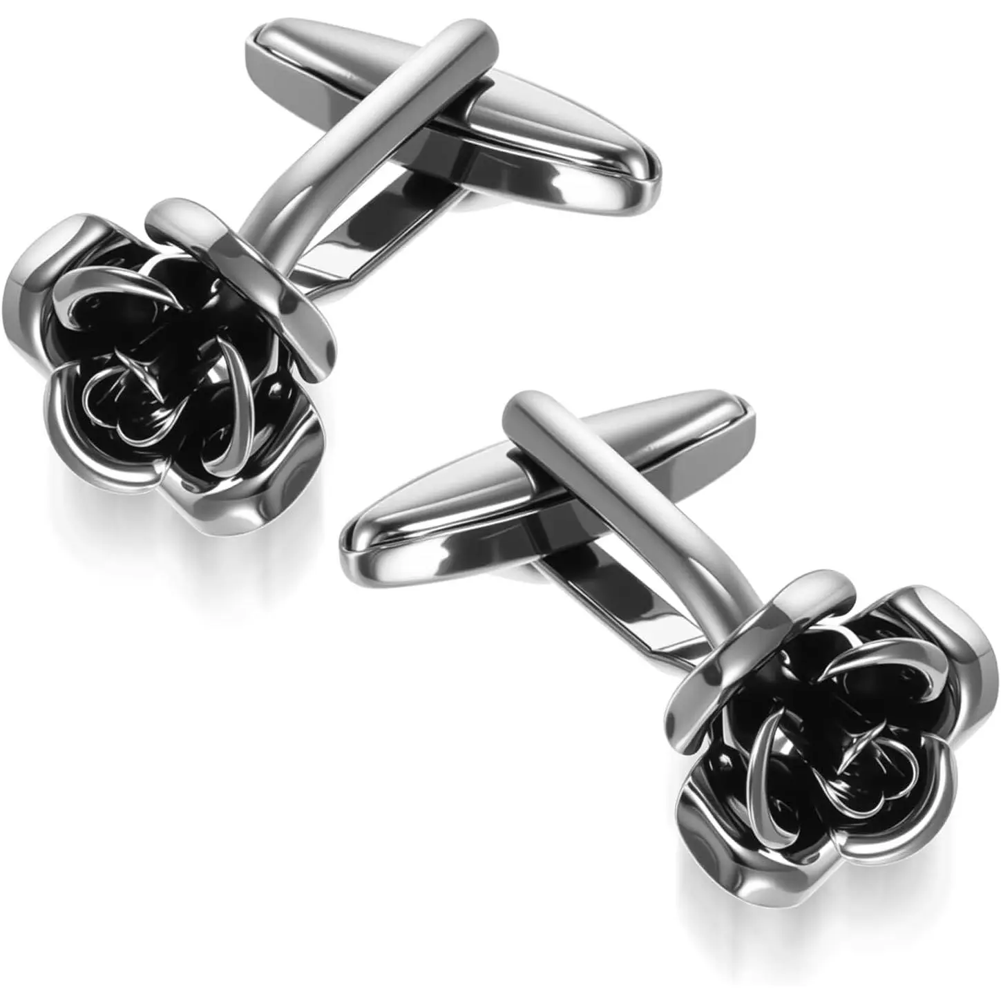 Black Rose Cufflinks for Men Cuff Links Classic Shirt Cufflinks Tuxedo Cuff links for Shirt Wedding Business Gift for Son, Father, Husband, Anniversary, Birthday: Clothing, Shoes & Jewelry