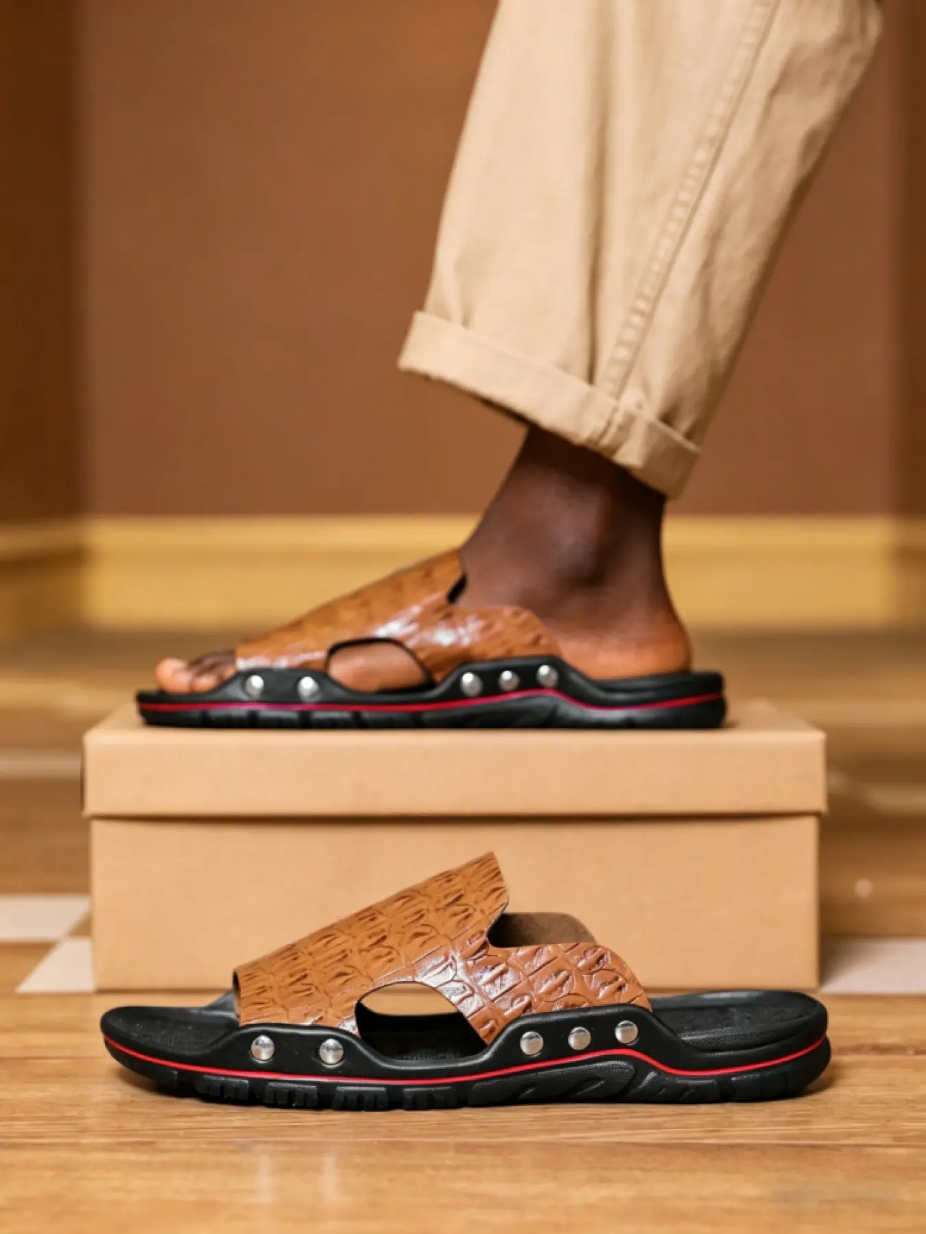 Men's Crocodile Pattern Casual Indoor Outdoor Slides: Snug Fit, Non-slip & Wear-resistant, Elastic Shock Absorption. Crocodile-embossed Upper, Soft Midsole, Elastic Outsole. Ideal for Men's Daily Commute, Home Leisure & Summer Streetwear.