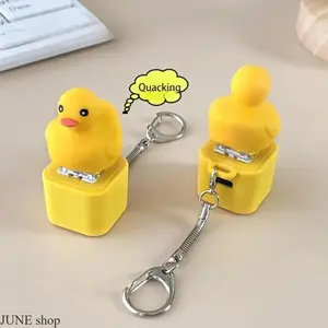 Quack Duck Spinning Keychain Fidget Toy With Sound And Light, Type C Rechargeable Sensory Toy With 360 Degree Rotation As Holiday Stress Relief Gift For Kids And Adults