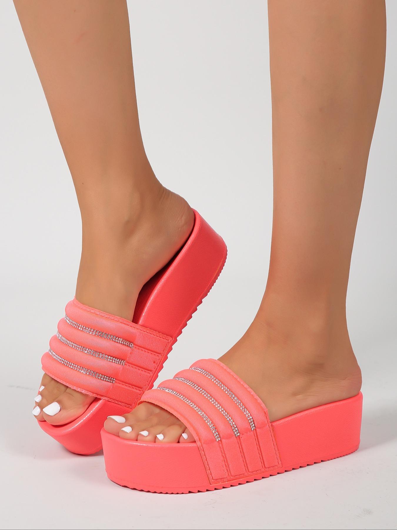 Women's Street Trend Casual Slip on Flatform Slide Sandals, 1 Pair Minimalist Trendy Platform Slide Sandals, Summer 2024 All-match Soft Shoes for Beach Outfits for Daily Wear