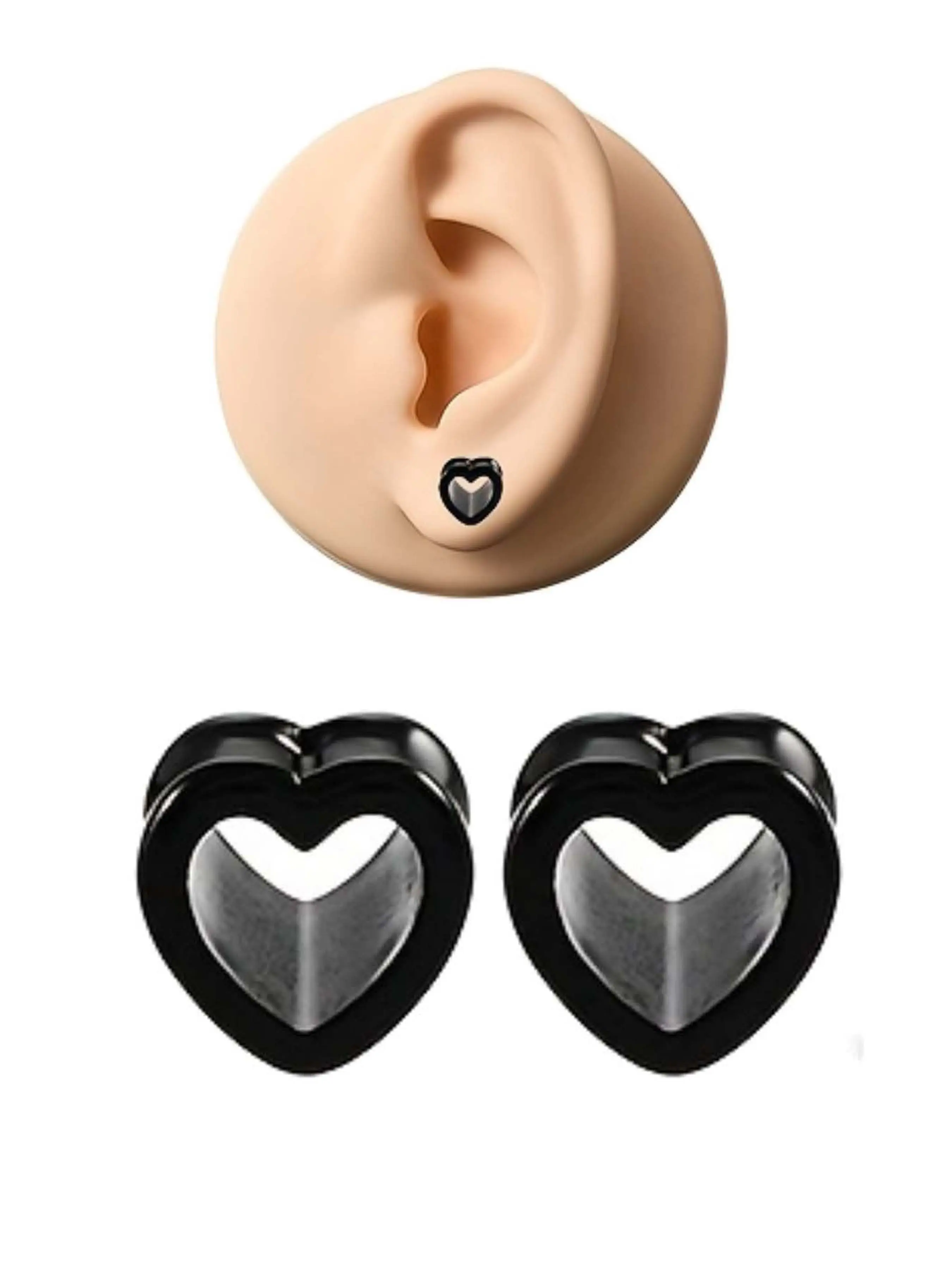 18pcs Heart Shape Acrylic Ear Tunnels Plugs Set Mix Color Stretcher Expander Piercing Tunnels Gauge 10-20mm Ear Gauges Ear Accessories