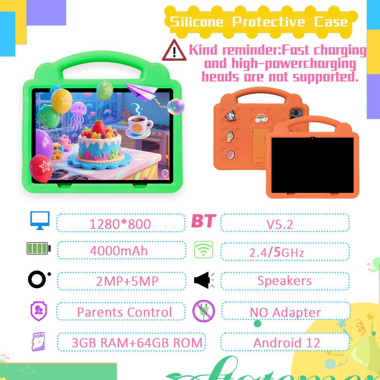 10.1 Inch Android Tablet, Touchscreen Tablet, 3G Call Tablet with Shockproof Case, Learning & Game Mode Tablet, Ideal Gift for Holiday & Birthday