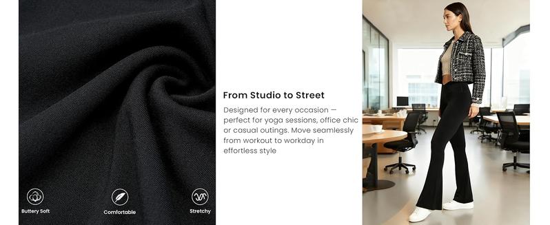 Sunzel No Front Seam High Waist Flare Leggings Crossover Yoga Pants 80% Nylon 20% Spandex Gym Tights for Women