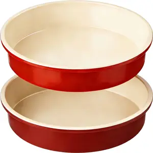 2 Piece Cake Pan Sets, Nonstick 9 Inch Deep Round Baking Pan, Heavy Duty Carbon Steel Durable for Large Layer Cakes, Birthday Baking