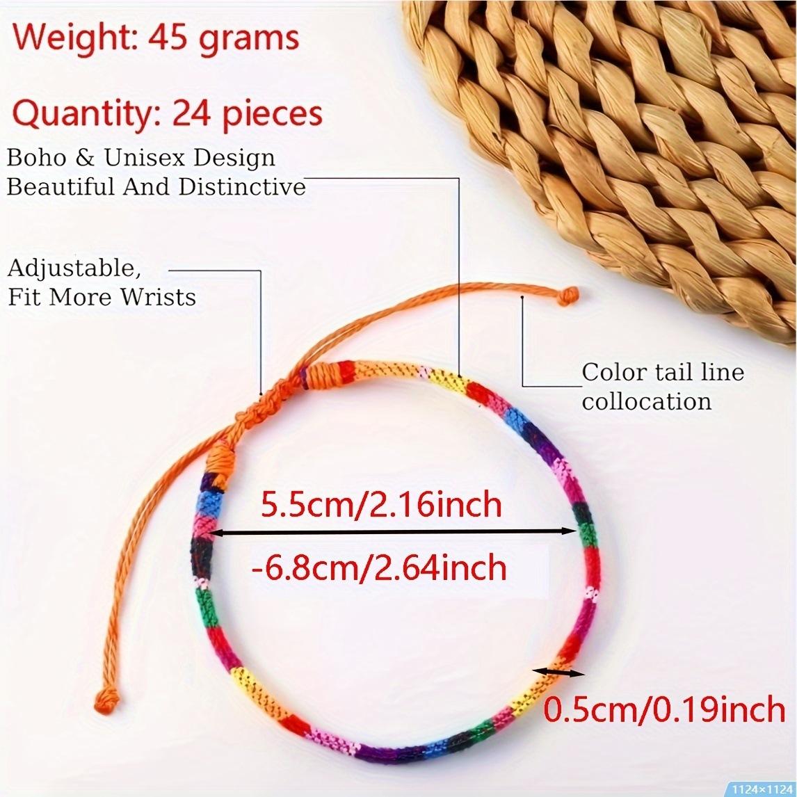 4 /24 Pcs Boho Surfer Bracelet Anklets Braided Bracelet Colorful String Rope Ankle Bracelets Waterproof Summer Beach Jewelry