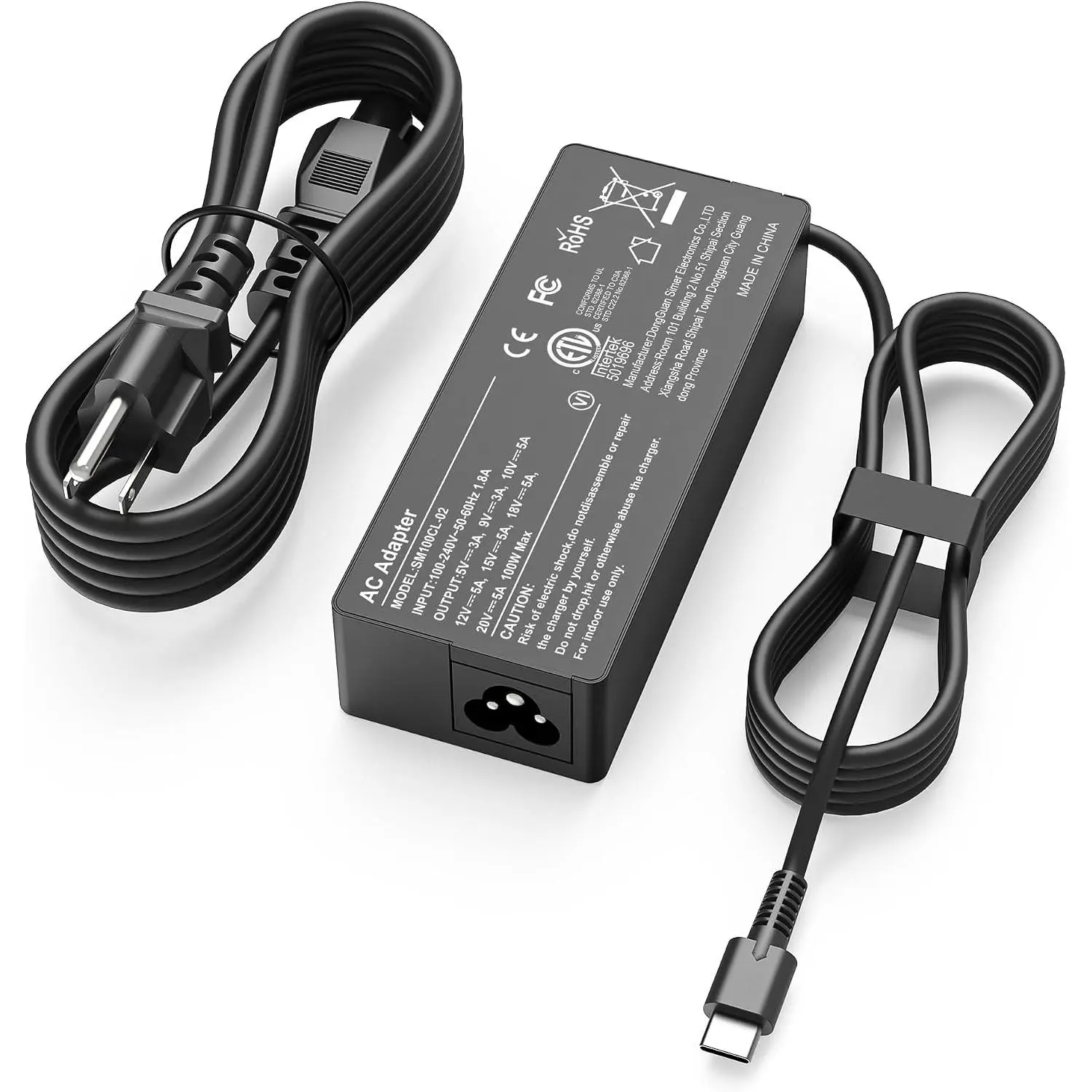 100W Safety Tested USB-C Laptop Charger - Compatible with MacBook Pro/Air (16,15,14,13 in), MacBook Air 13 in (2026,2025,2024), Chromebook, ThinkPad