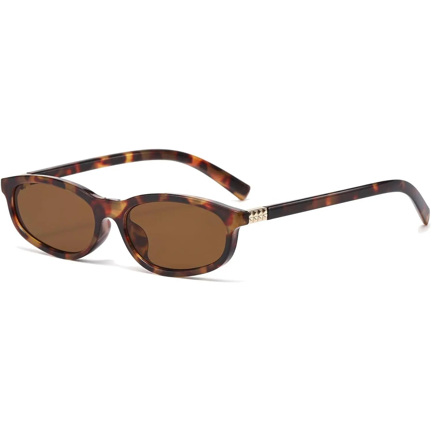 Retro Oval  Eye Sunglasses for Women Small Narrow Sunglasses 90s Trendy Shades UV400 Protection