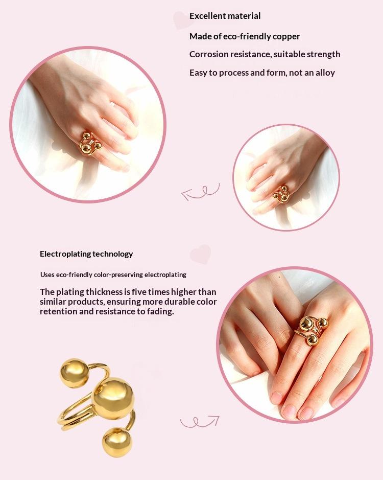 Trendy influencer-approved fine gold planet interstellar orbit ring, simple adjustable niche design finger ring