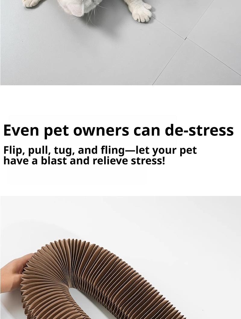 Foldable Magic Accordion Cat Scratcher with Bell, Corrugated Paper Wear-Resistant Cat Grinding Claw Nest, Interactive Self-Play Cat Toy for Boredom Relief