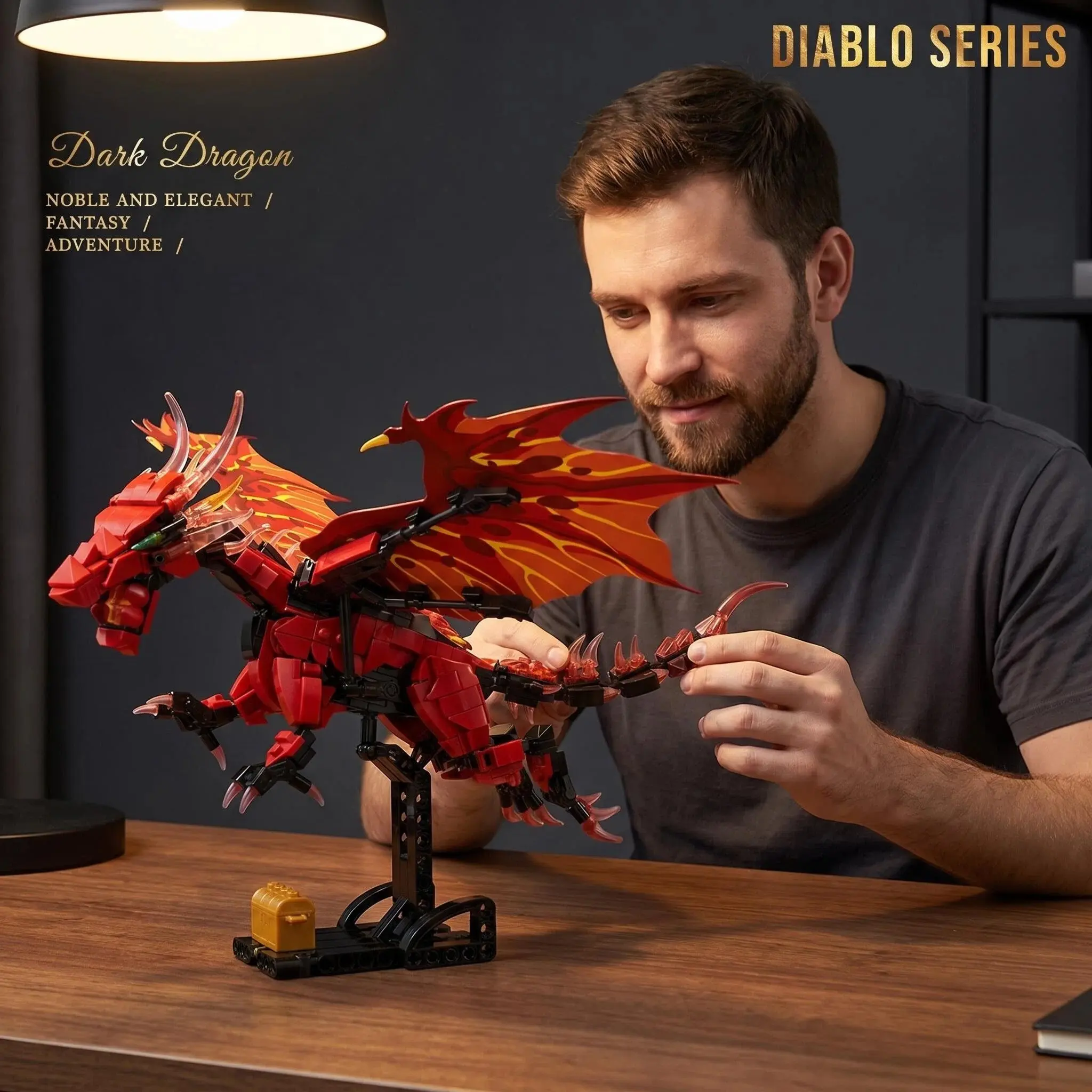 Dragon Building Blocks Toy, 561 Pieces, with Stand Support, Multi-Joint Movable, Perfect Gift, Educational and Fun