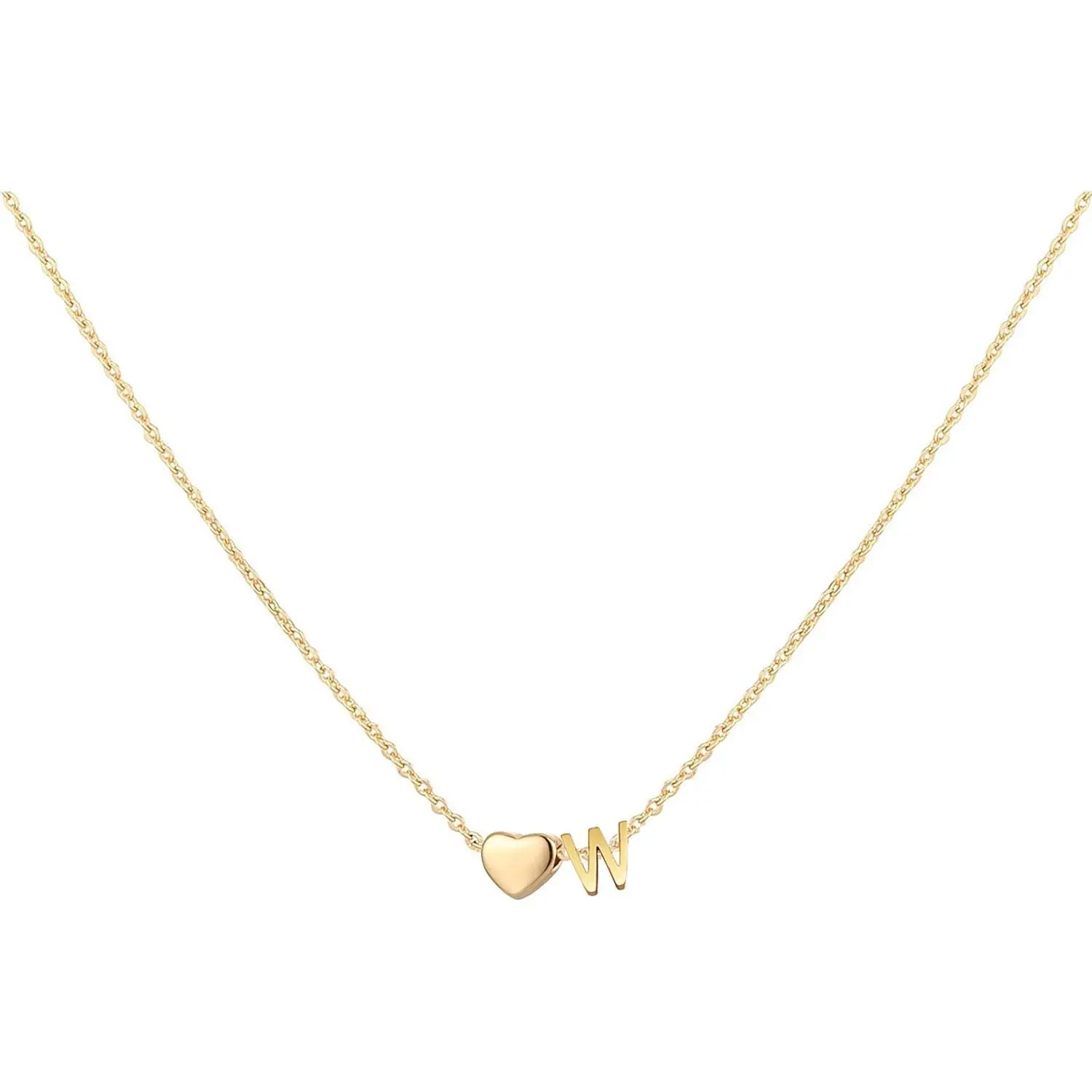 Glimmerst Initial Heart Necklace 18K Gold Plated Stainless Steel Tiny Heart Letter Necklace Personalized Monogram Name Necklace for Women