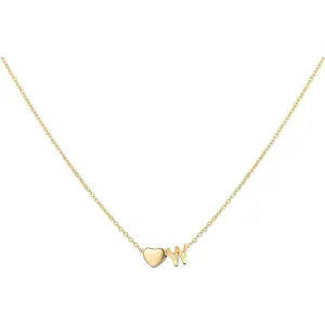 Glimmerst Initial Heart Necklace 18K Gold Plated Stainless Steel Tiny Heart Letter Necklace Personalized Monogram Name Necklace for Women