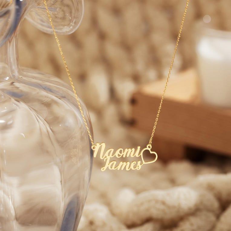 AS823 Personalized Customization of Two Names Love Necklace Stainless Steel Couple Necklace Holiday Gift for Men and Women