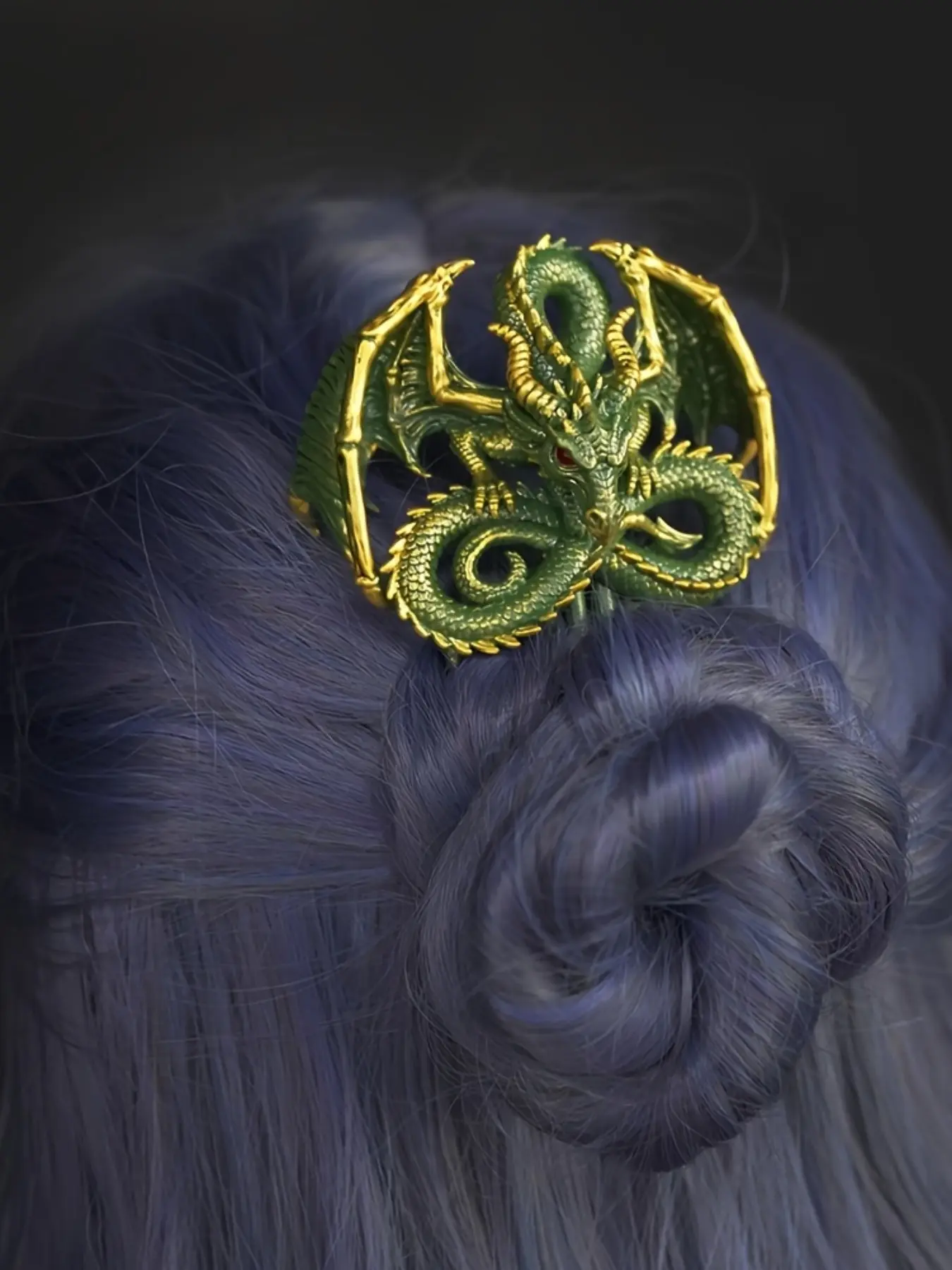 Vintage Gold Dragon Hair Comb, Retro Animal Pattern, Gothic Lady Headpiece, Medieval Fantasy Bun Clip, Gift for Women, Updo