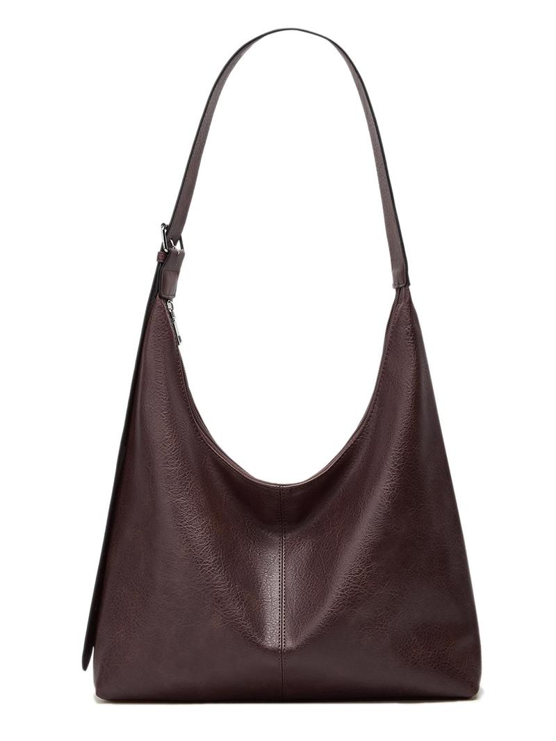 Women's Solid Color PU Leather Shoulder Bag, Simple Large-Capacity Crossbody Bag, Trendy High-quality Daily Commuting Bag, Girl Fashionable Shopping Bag