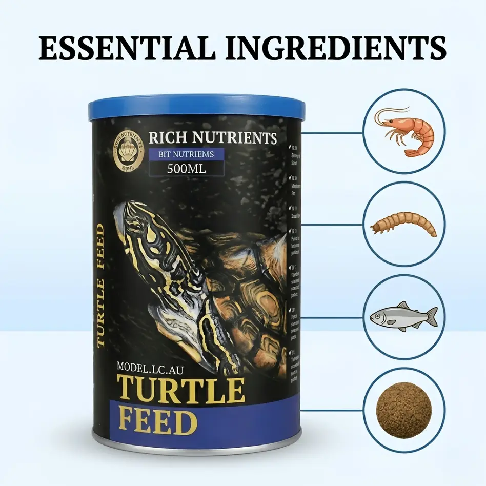 16.91oz Pelleted Turtle Food Suitable for Aquatic & Semi-aquatic Turtles - High-Protein Nutritional Formula with Balanced Diet, Essential Nutrients for & Development, Suitable for Water Turtles, Aquarium Reptile Food