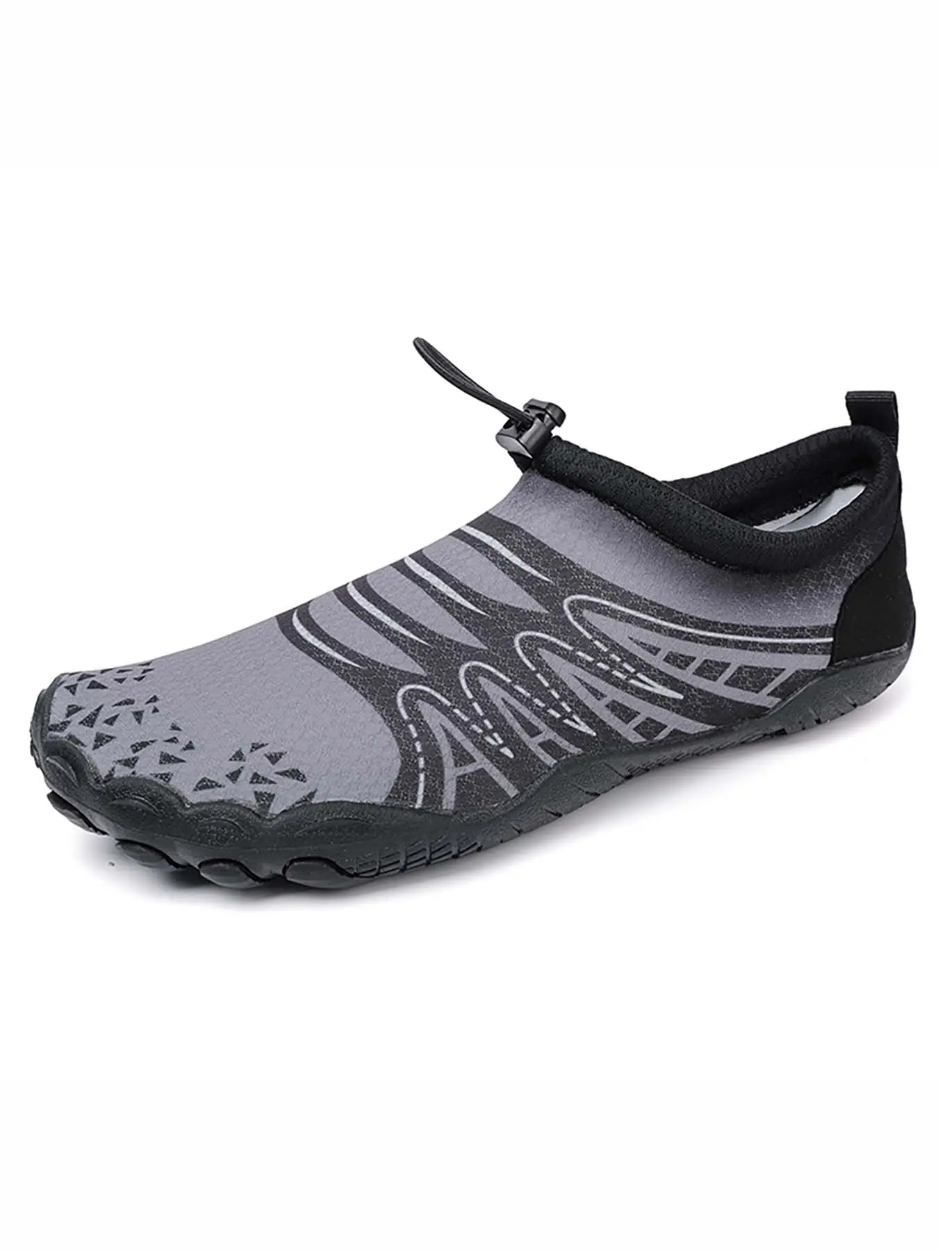 Men's Gradient Geometric Print Quick Dry Barefoot Water Shoes, Sporty Water Shoes, Quick Lock Drawstring Slip-On Wading Shoes, Non-Slip Amphibious Multi-Purpose Footwear for Beach, Swimming & Fitness