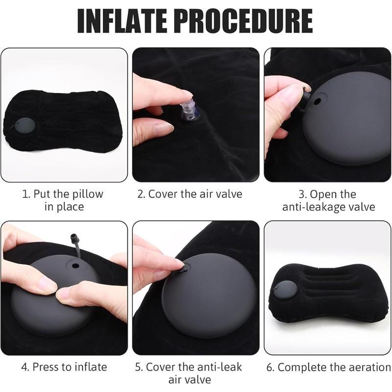 Compact Inflatable Neck Pillow, Portable Travel Pillow for Comfort, Office, Home, and Camping