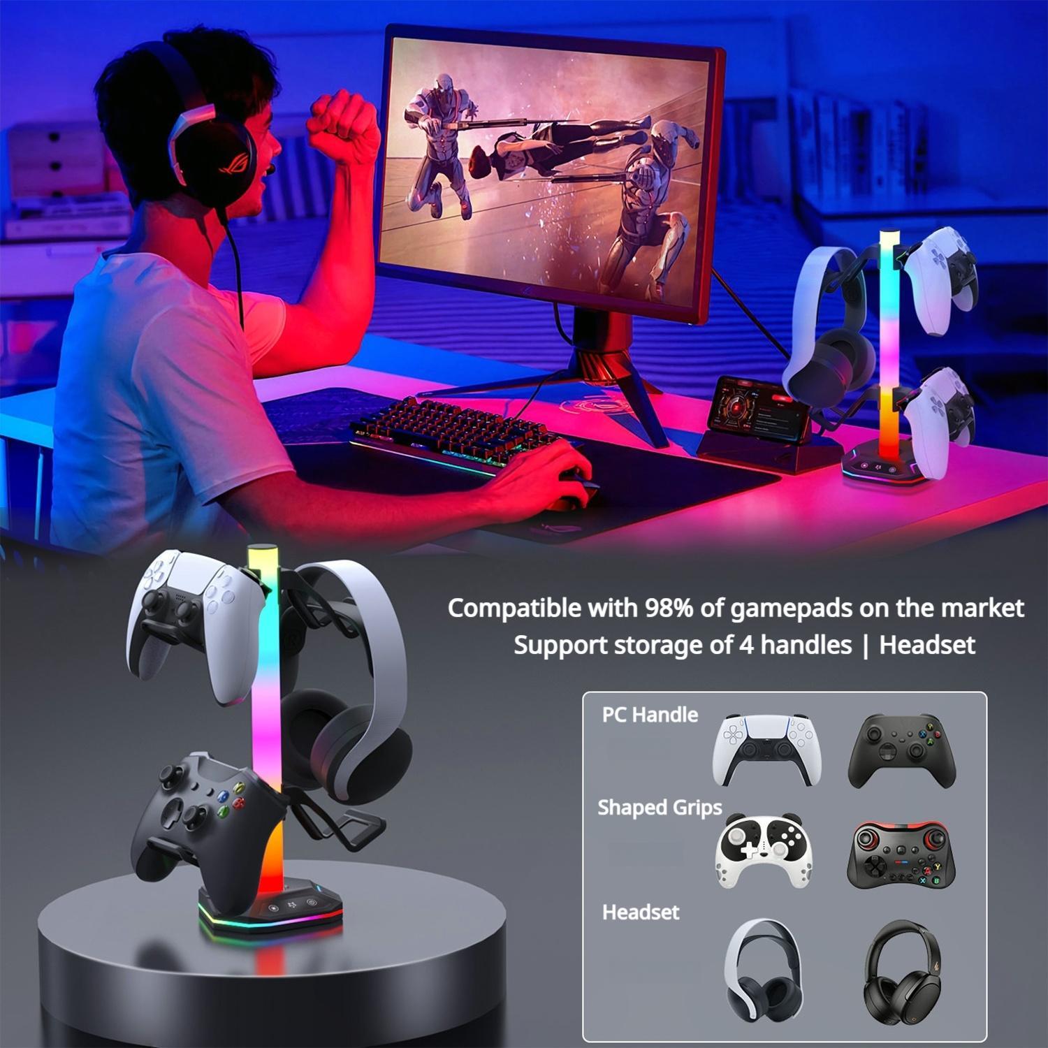 Game Controller Holder, Game Controller Display Stand with RGB Light Effect, Console Accessories for PS5 Controller/Xbox Controller, Switch Controller, Game Accessories, Game Peripherals