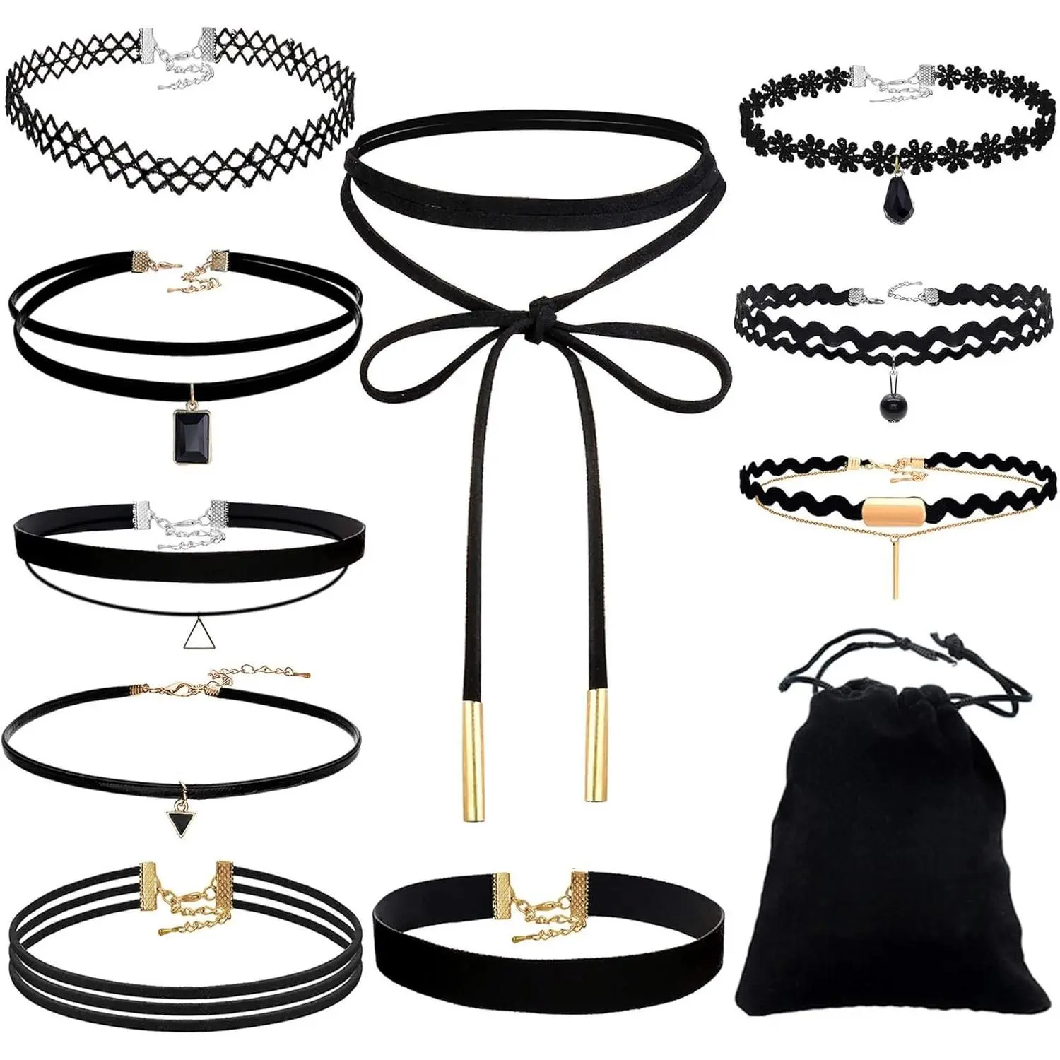 Black Choker Necklaces Set for Women