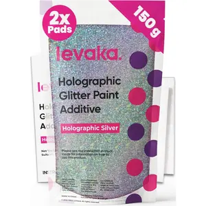 5.3oz Holographic Silver Glitter Paint Additive with 2 Buffing Pads, Creates Luminous Finish for Interior Exterior Walls, Ceilings and Wood