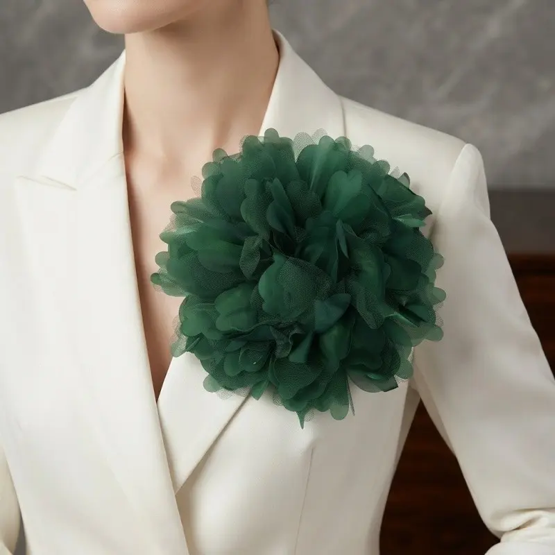 20cm Large Organza 3D Flower Brooch, Multi-Color Fabric Shoulder Flower, Dress Suit Party Decorative Floral Accessory