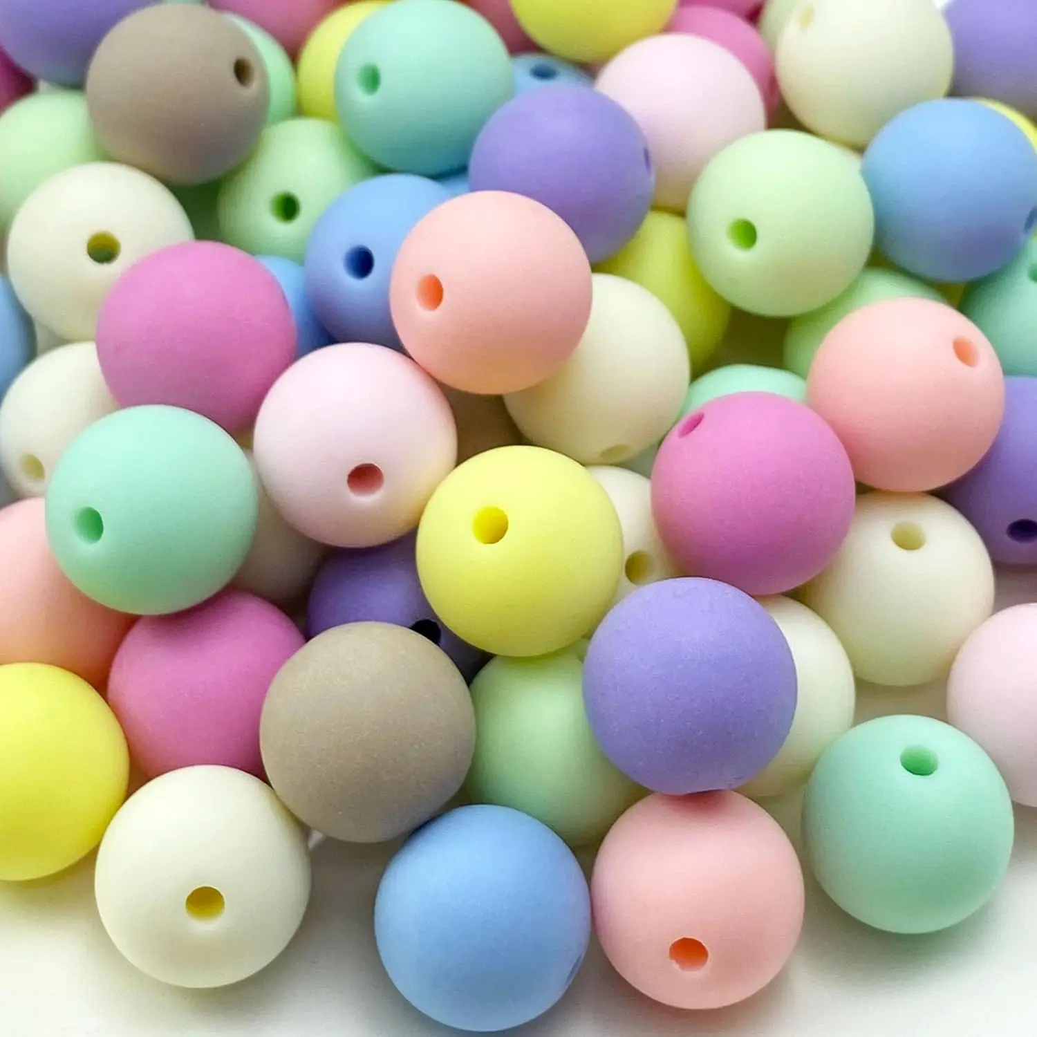 60 count 14mm Candy Color  Round Plastic Pastel Beads  Candy Color Mix Rainbow Smooth Loose Beads Spacer for  Making Bracelets Necklaces DIY Crafts (Frosted Multicolor)