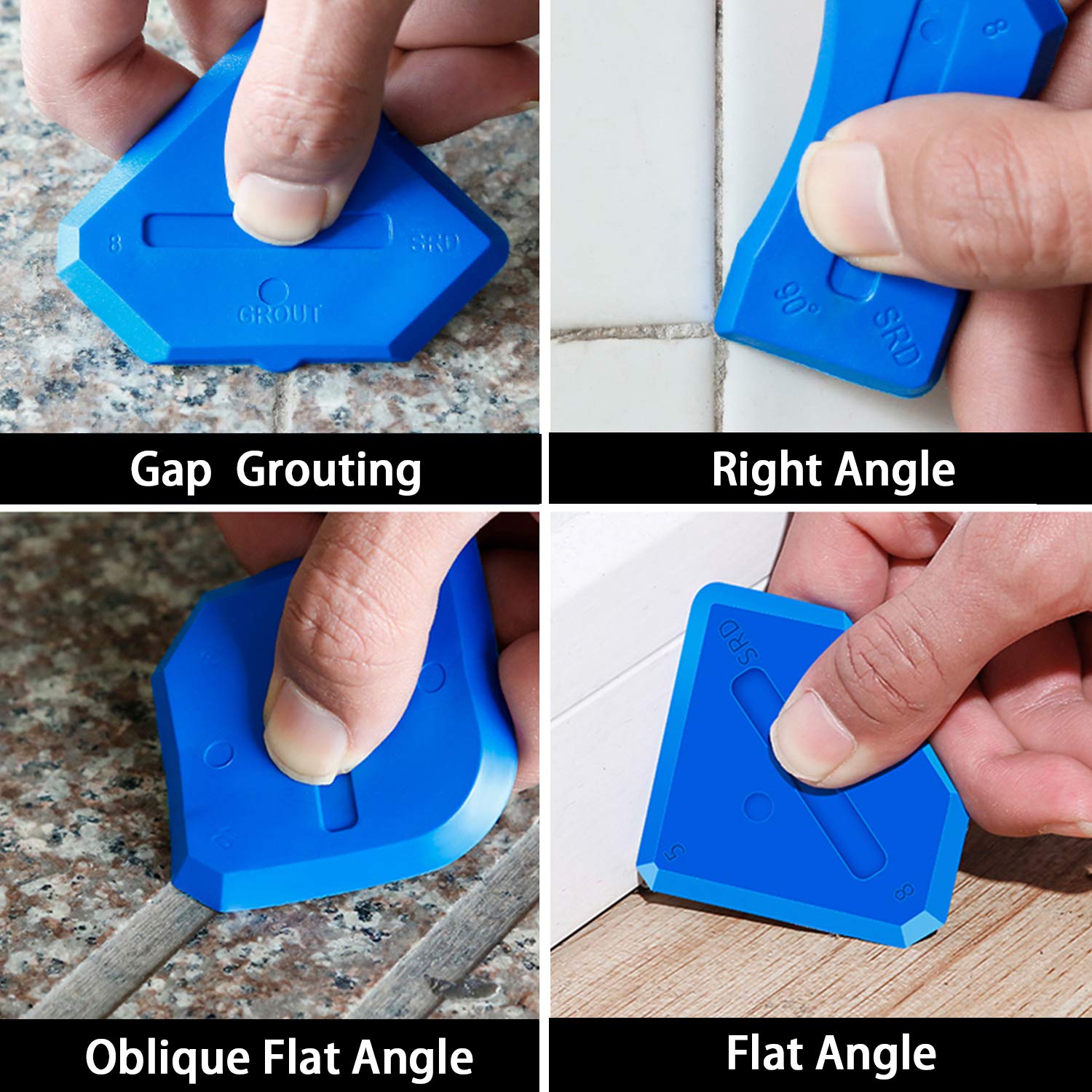 Silicone Caulking Tool Kit 3 in 1 Caulk Remover & Grout Removal Tool with 4pc Glass Glue Angle Scraper