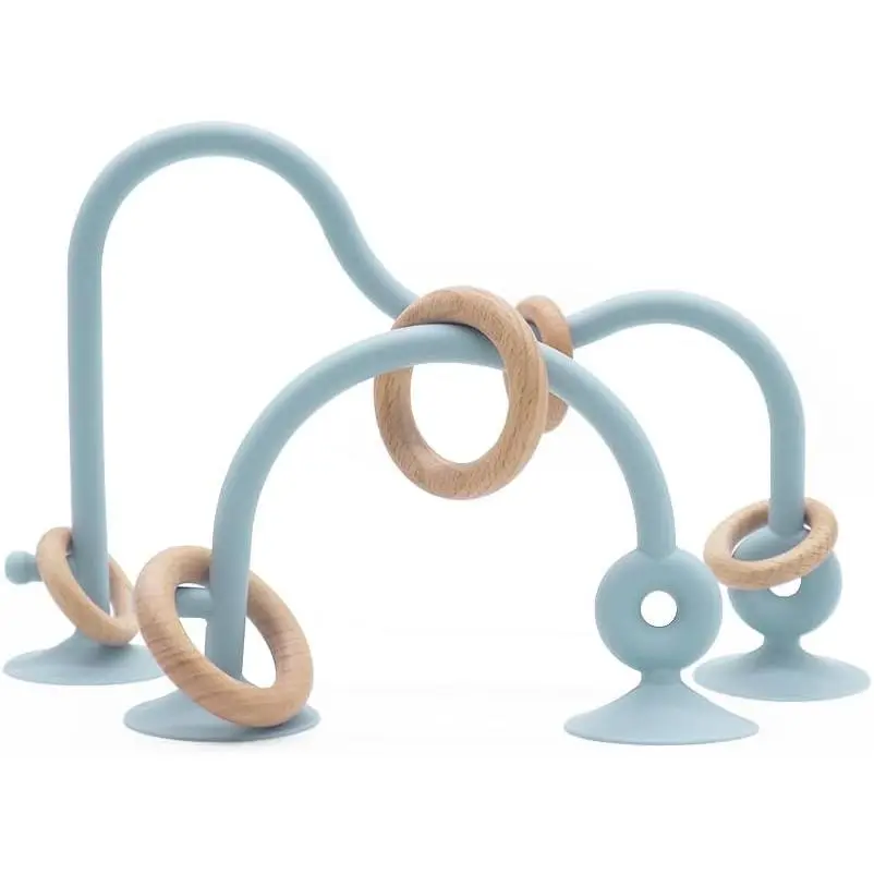 Montessori Educational Toys For Infant Toddlers, High Chair Toys With Suction Cups For Toddlers 0-6 M+ Food Grade Silicone Teething toy For Toddler 6M+, Parent-Child Baby Toy Set 12 18 M+ (Dusty Blue) goblet