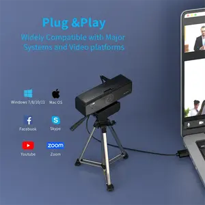V11 1080P 60FPS Auto Focus USB Webcam with Microphone, 60° Wide Angle Rotatable Clip-On PC Camera for Laptop Desktop Live Streaming Video Calls Online Conference, Youtube, Twitch