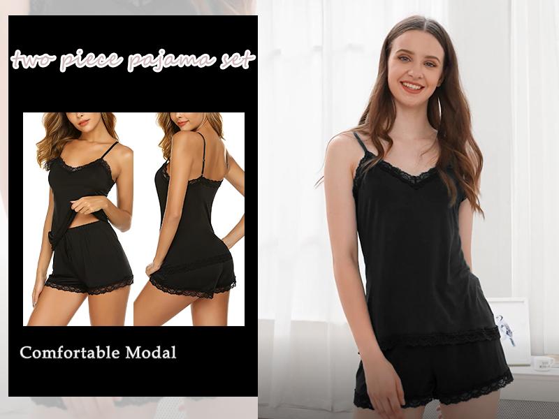 Women's Camisole Pajama Set Modal Pajamas Lace Trim Short Pajama Set with Shorts Easter Gift