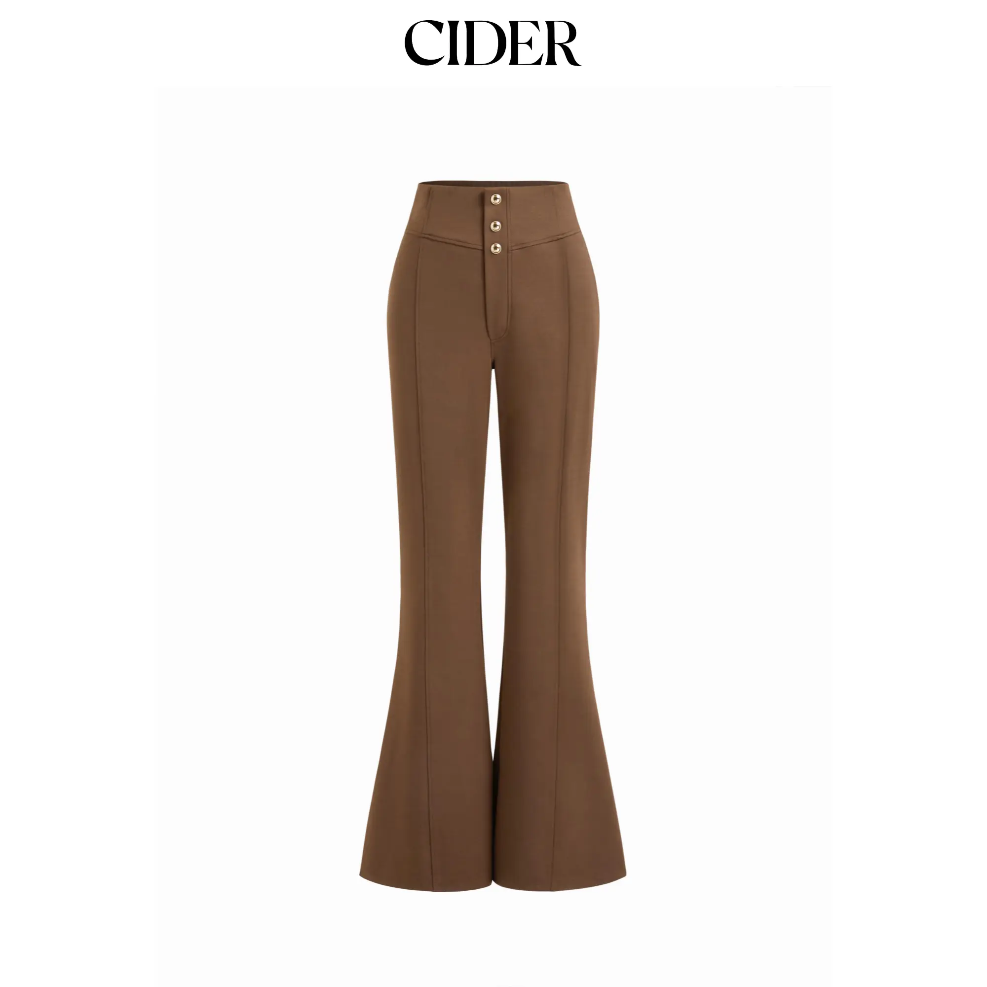 Cider High Rise Metal Button Flared Trousers