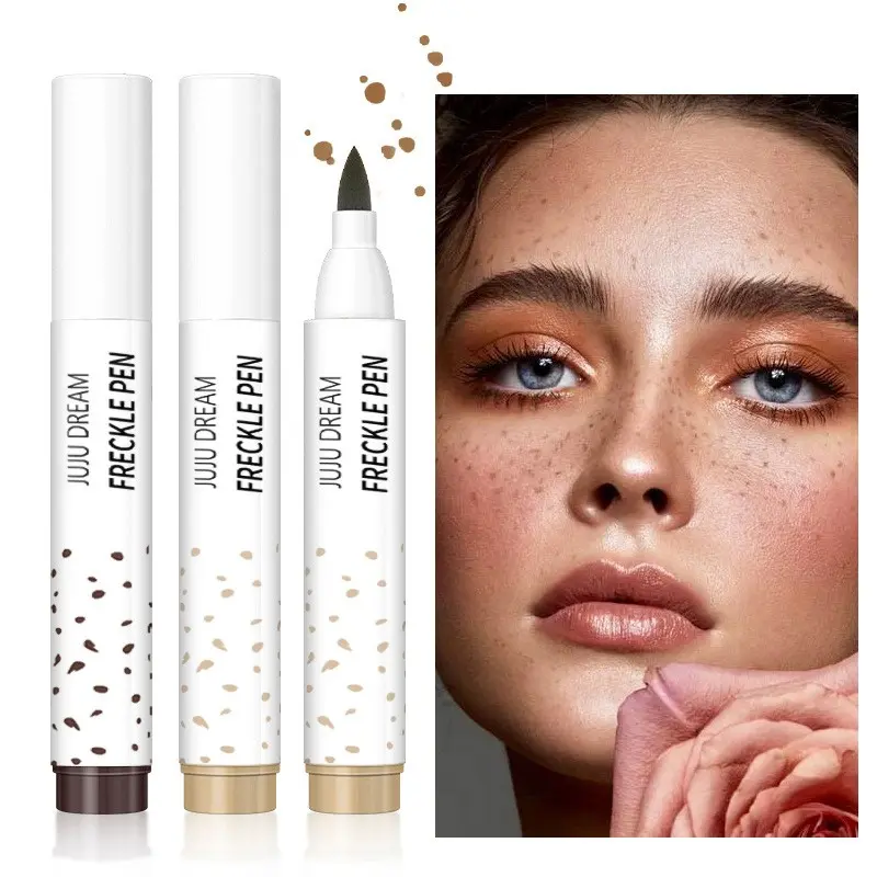 JUJU DREAM Natural Freckle Pen, Ultra Fine Tip Easy Dot Realistic Freckles, Long Lasting Waterproof Sweat Resistant Natural Spot Makeup, Quick Dry Blendable Pigment, Create Y2K Sun-kissed Freckled Aesthetic Look, Portable Freckle Tattoo Makeup Pen