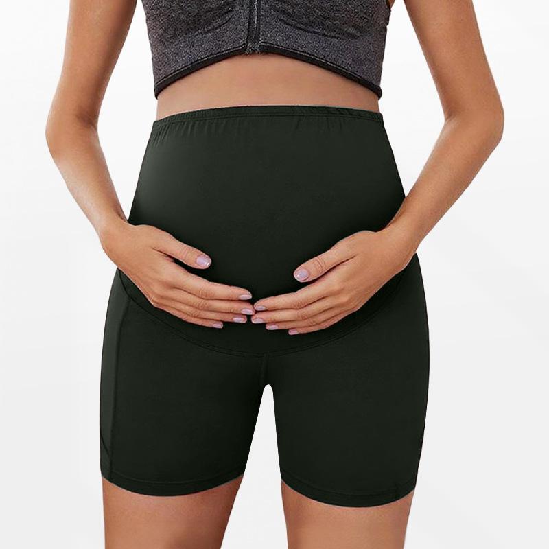 Maternity shorts, high-waisted sports leggings with belly support and butt-lifting effect, short maternity yoga pants