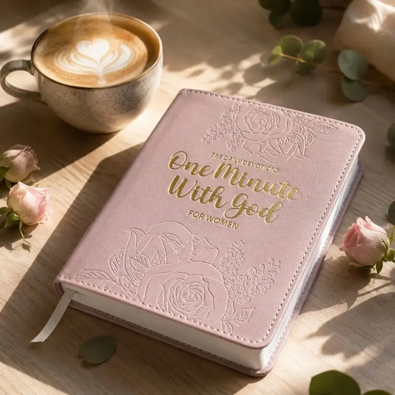 One Minute with God for Women: 365 Daily Devotionals Bible Record Book, Pink Hardcover, Exquisite Embossed Floral Design, Golden Foil Title, Log Book Spiritual Inspiration Journal - Prayer Gift for Mom