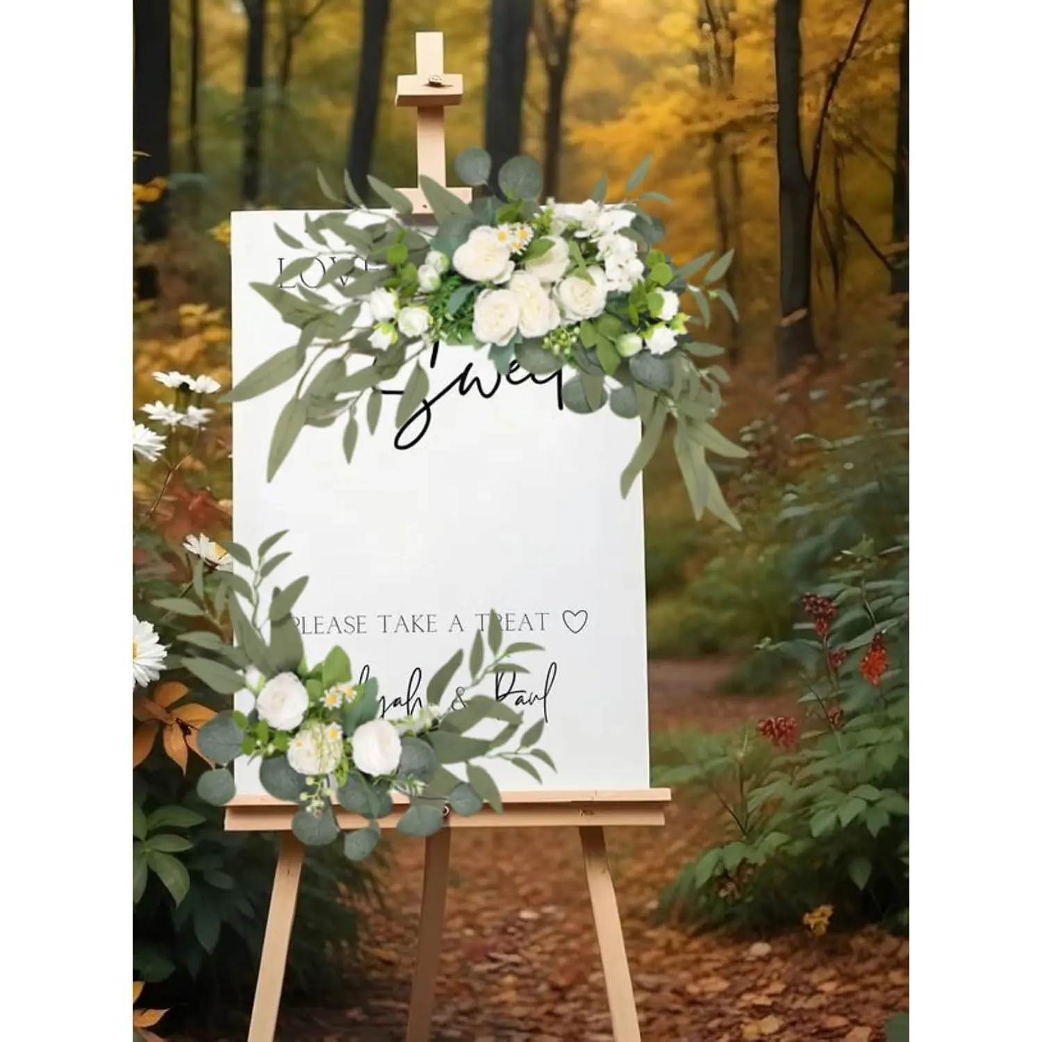 Pack of 2 Artificial Wedding Arch Flowers, Hanging Floral Swag for Ceremony Sign, Silk Flower Arrangement for Backdrop
