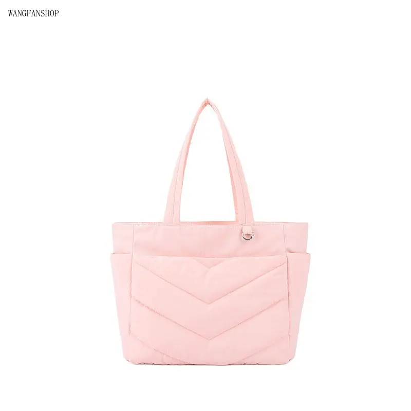 Trending 18.9L Large Puffy Bubble Quilted Laptop Shoulder Tote Bag, Multi-Pocket Lightweight Padded Work Handbag for Women, Holds Up to 15.6 Inch Notebook Ideal for Daily Office School Casual Looks